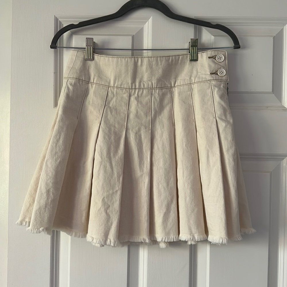 Free People we the free off white denim tennis skirt